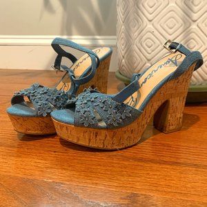 Chambray Platform Sandal